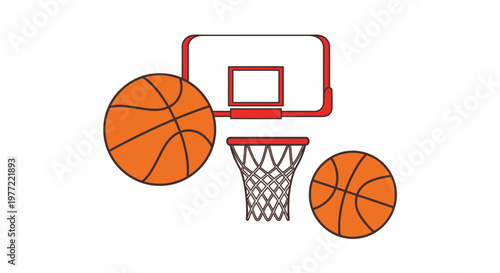 Basketball hoop with orange balls.