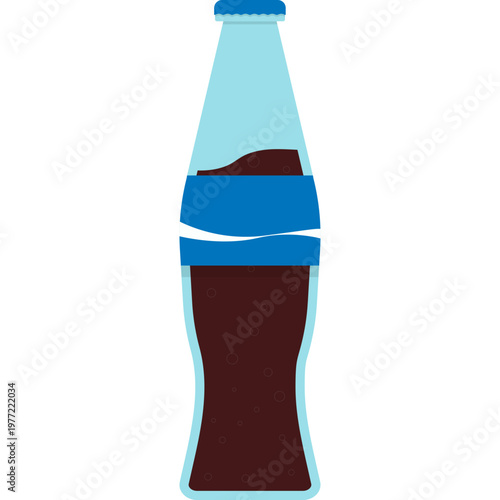 flat vector cola bottle icon with blue label, minimal style