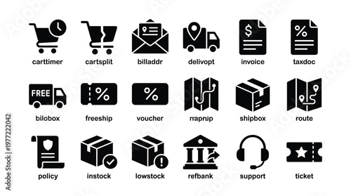 Collection of ecommerce icons for business and shopping concepts