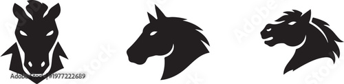 Horse head icon silhouette vector, elegant black animal isolated on white.