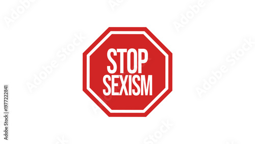 stop sexism sign, red isolated silhouette