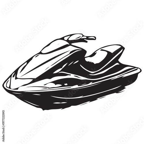 High Speed Jet Ski Personal Watercraft Extreme Marine Vehicle Water Sports Illustration