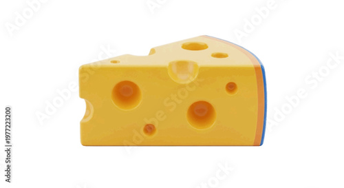 Vector illustration of a realistic wedge of swiss cheese with holes on a transparent background