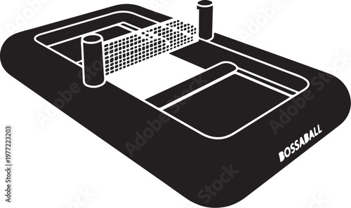 Black beach volleyball court, Bossmall, vector illustration, sports graphic