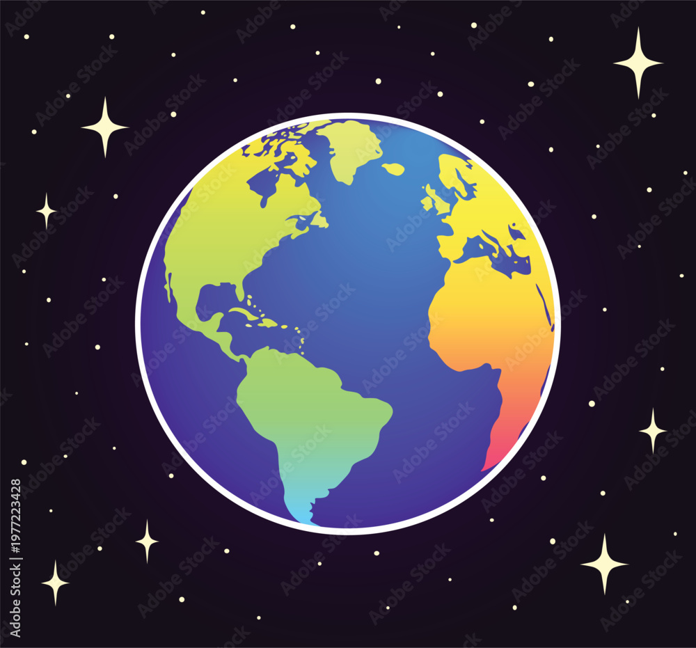 Fototapeta premium Colorful Earth Globe in Space Illustration