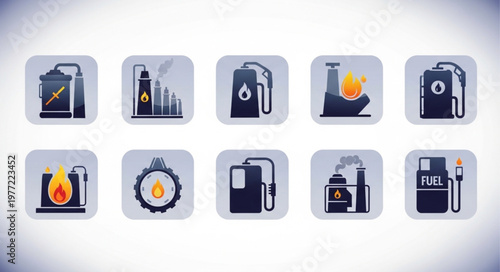 Oil and Gas Industry Icons - A Collection of Energy Symbols.