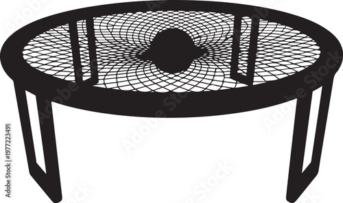 Black metal mesh fire pit table, outdoor heater, patio furniture, garden decor
