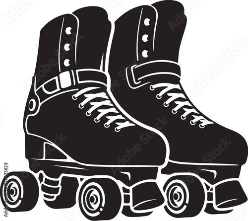 Black roller skates, roller skating shoes, inline skates, wheel sport equipment
