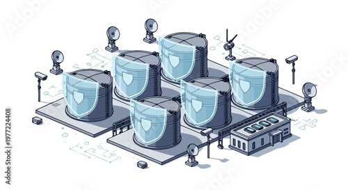 Industrial Storage Facility Security System Illustration