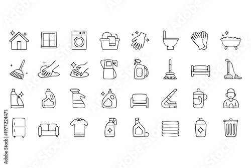 Modern household tools and appliances icon collection for websites