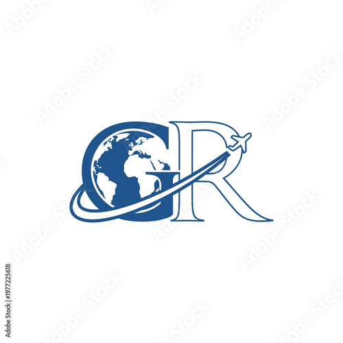 GR Logo: Globe with Airplane and Orbiting Ring