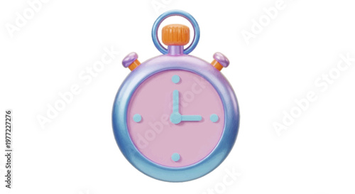 Vector illustration of 3d illustration of a cute pastel stopwatch on a transparent background