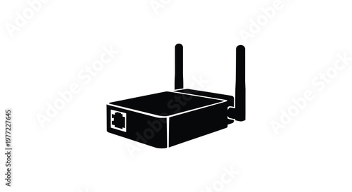 Black wireless router icon detailed design networking technology minimalist silhouette