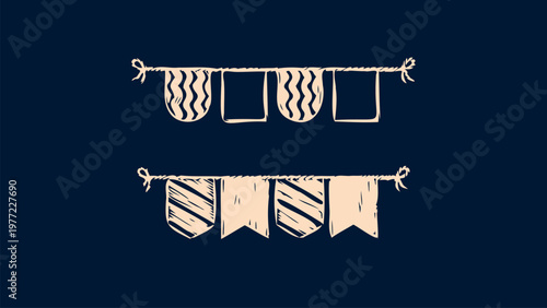 handcrafted xilogravua style bandeirinha decoration, são joão celebration vector