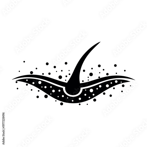 Hair follicle with dandruff particles icon.