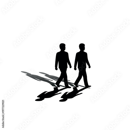 Two Men Walking Side By Side.
