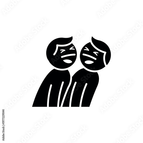 Two people laughing together black icon concept.