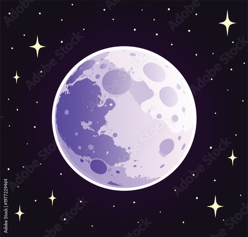  Moon in Starry Night Sky vector