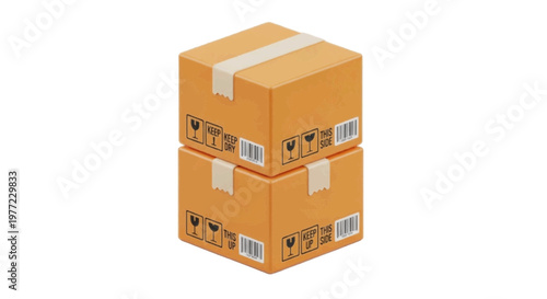 Vector illustration of stack of two cardboard shipping boxes on a transparent background