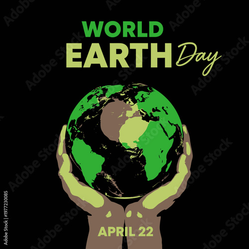 World Earth Day Poster With Human Holding Earth Globe