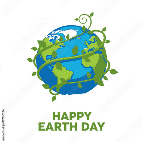 Happy Earth Day Celebration With Green Earth Illustration