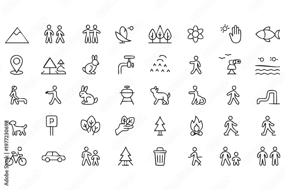 Fototapeta premium Camping and wildlife icons set for tourism and travel guides