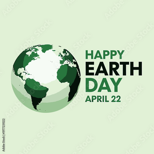 Happy Earth Day Celebration With Green Earth Illustration