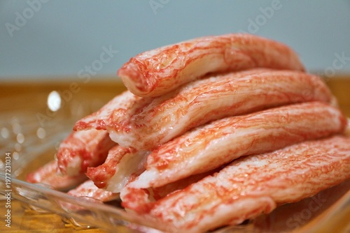 Crab stick (imitation crab meat) purchased at a supermarket in Tokyo, Japan