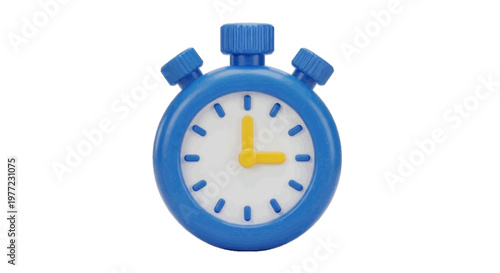 Vector illustration of 3d render of a blue stopwatch on a transparent background