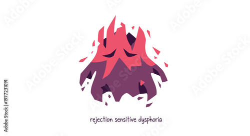 Mental health, emotional distress, rejection sensitive dysphoria, anxiety, vector icon