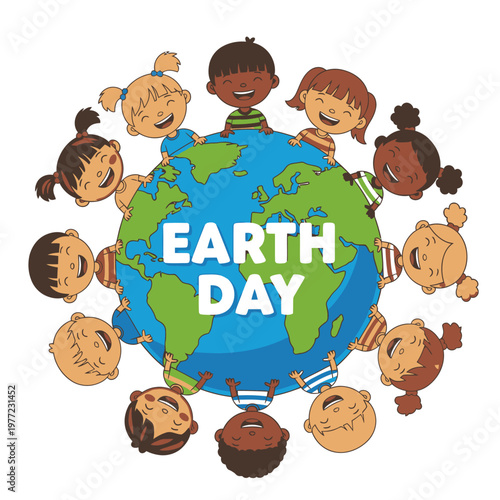 Diverse Children Embracing Earth Day with Smiles and Unity