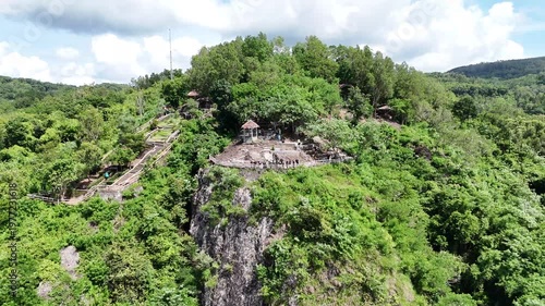 Beautiful tropical landscape of Dlingo hills and pine forest forest in Special Region of Yogyakarta.
