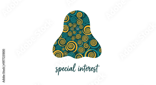 Vector triangle icon, special interest design, teal and gold pattern, abstract symbol