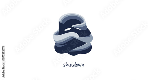 shutdown, abstract icon, dark blue and gray, vector graphic
