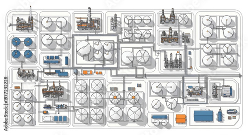 Detailed Schematic Diagram of an Industrial Process System.