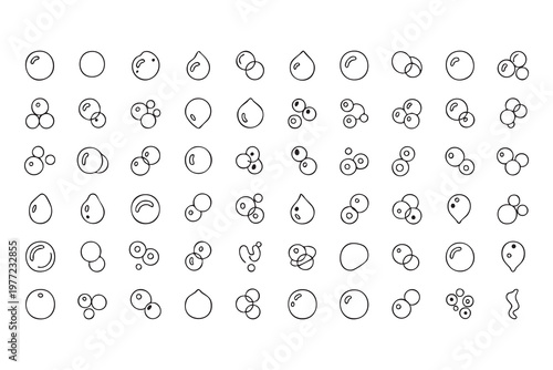 Water droplet and foam icons for cosmetic and cleaning products