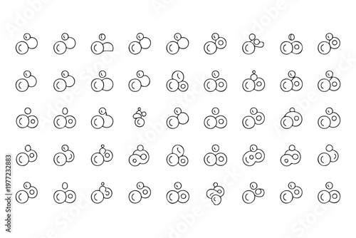 Liquid and water bubbles icons set for spa and hygiene branding