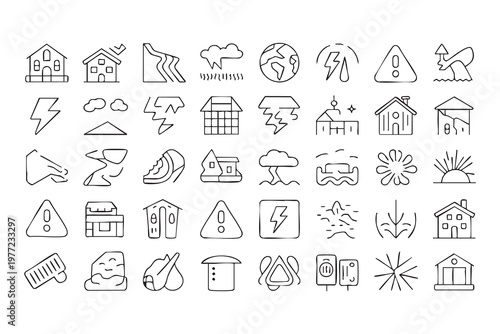 Warning and hazard icons for disaster preparedness design