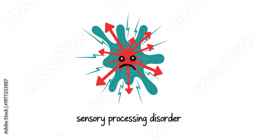 Sensory Processing Disorder, SPD awareness symbol, sensory overload icon, neurological disorder vector