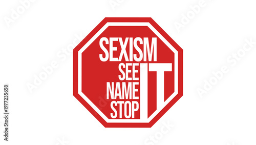 Anti-sexism sign, red isolated silhouette