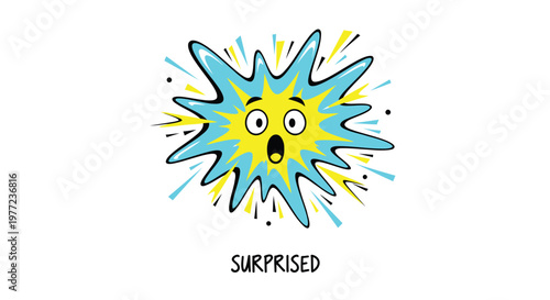 Surprised emoticon face, cartoon shocked expression, colorful vector icon, emoticon set element