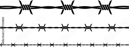 A set of three different types of barbed wire.