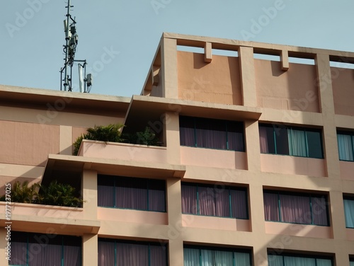 modern hotel building design that uses a dynamic, box-like concept