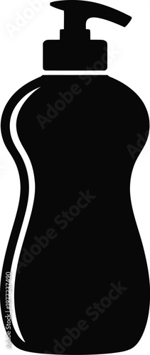 Black Silhouette of a Curved Liquid Soap Dispenser Bottle pump