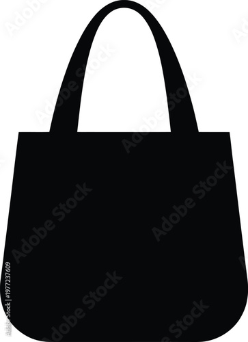 Black silhouette of a stylish handbag with curved handles and a structured body purse fashion