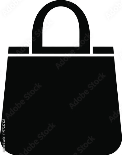 Black silhouette of a simple tote bag with rounded handles shopping carrier