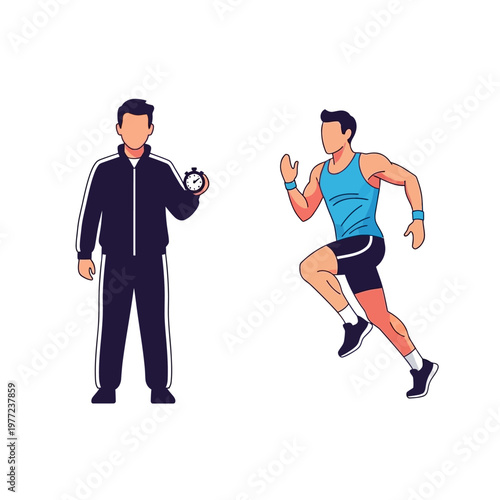 Fitness Coach with Stopwatch Training Runner Athlete for Speed and Endurance