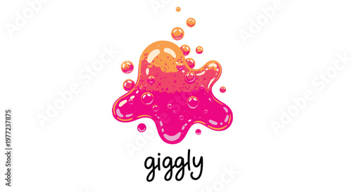 Colorful giggly logo, vibrant pink orange splash, fun playful brand icon, abstract expressionist design