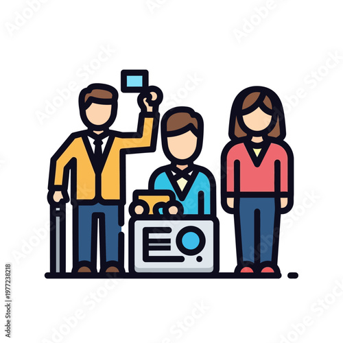 People Voting at Polling Station Illustration