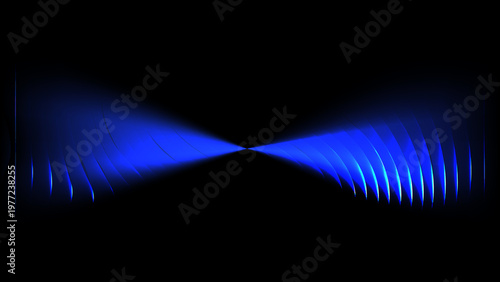 Abstract Blue Ribbed Glass Background with Vertical Wave Texture and Glossy Reflections, Modern Minimal Futuristic Digital Surface Design for Tech Visuals